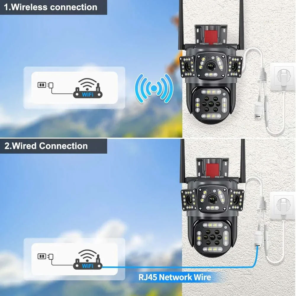 Multi-lens Three-screen Camera Wireless Network wifi Remote Gun Ball Linkage Outdoor Intelligent Monitoring