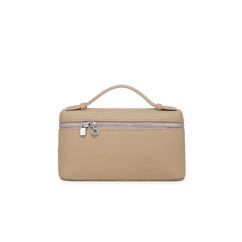 GIgi Same Style Women's Bag Niche Elegant Handheld Lunch Box Bag Women Simple Top Layer Cowhide Single Shoulder Crossbody Small Bag