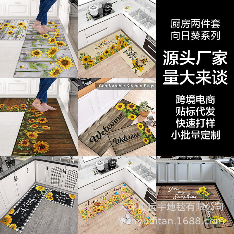 Carpet Crystal Velvet Christmas Floor Mat Cartoon Holiday Decoration Entry Door Floor Mat Dirty Resistant Foot Mat