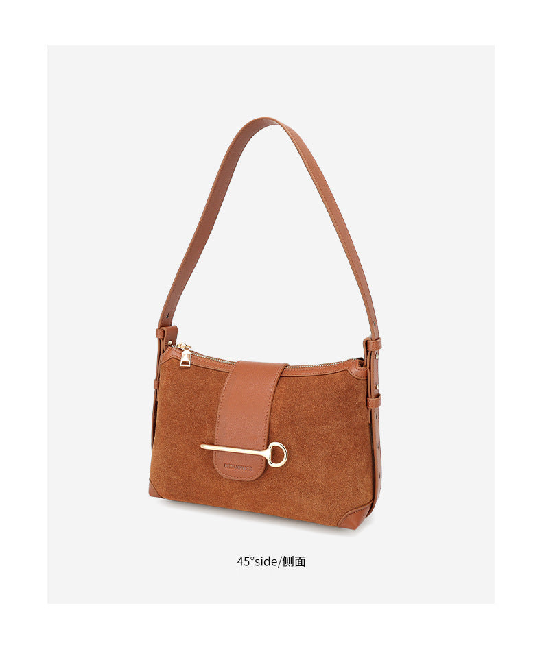 European and American New Style Deer Antler Leather Bag Single Shoulder Underarm Bag Light Luxury Fashion Women's Bag Genuine Leather Crossbody Women's Bag Niche Large Capacity
