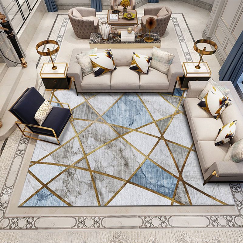 Carpet for Living Room, Stain-Resistant, Easy to Clean, Crystal Velvet Sofa Coffee Table Rug, Cooling, Silent, Light Luxury, Non-Slip Bedroom Bedside Rug