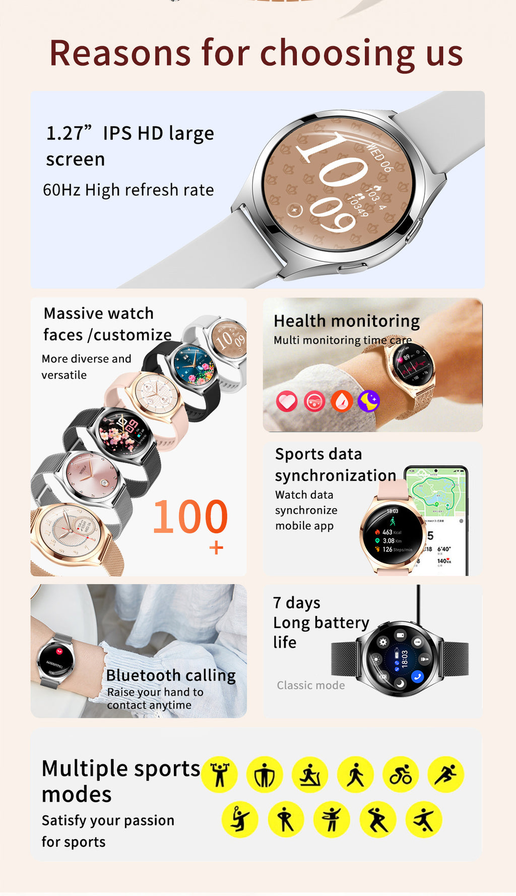 Y35Smart Watch1.27inch Bluetooth Call Heart Rate Pedometer Sleep Monitoring Deep Waterproof Sports Watch