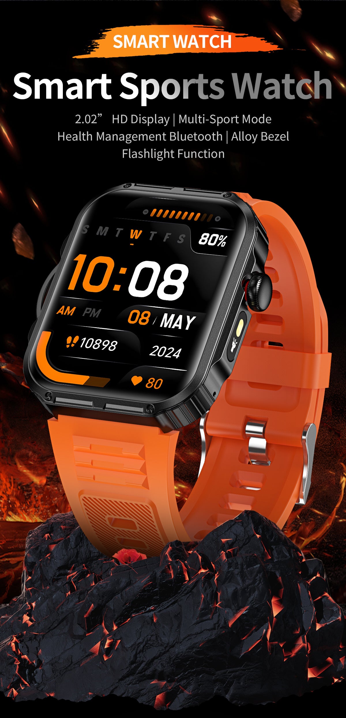 HDT11Ultra Smart Watch Bluetooth Call Music Healthy Sleep Flashlight Smart Bracelet