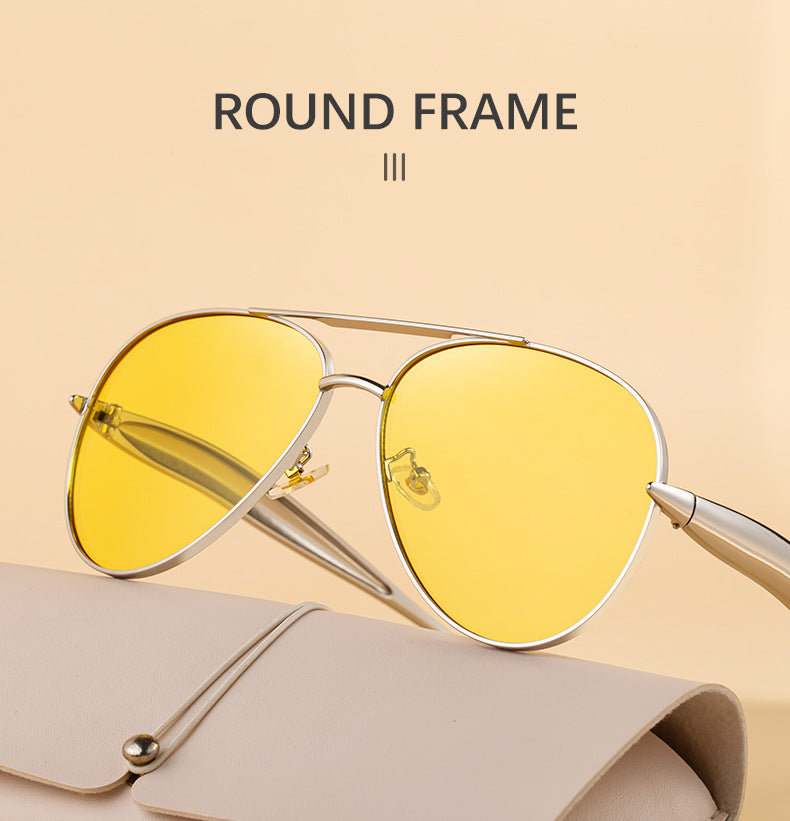 Toad-shaped Metal Sunglasses2025New Retro Plain Sunglasses High-End Feel Women Street Style Trendy Sunglasses