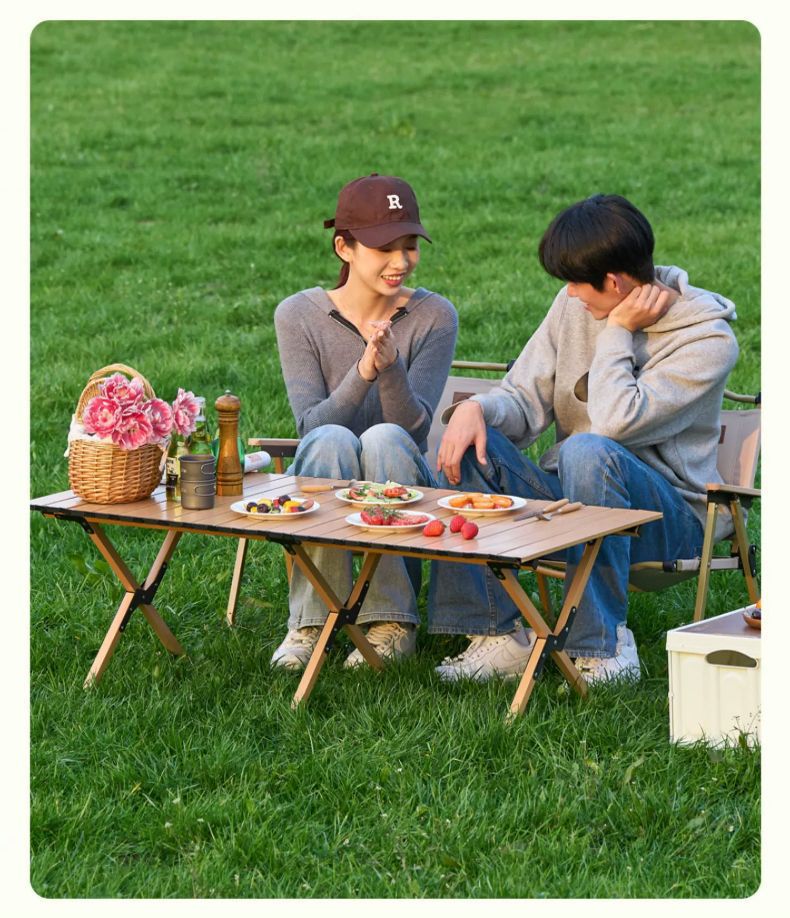 Camping Table and Chair Set Egg Roll Table Folding Chair with Backrest Moon Chair Kermit Chair Table Outdoor Camping