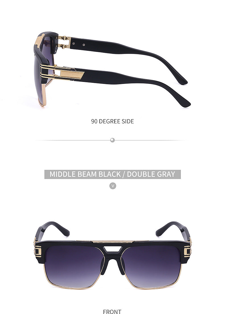 Glasses for Men Driving Special European and American Large Frame Sunglasses Men's High-end Sense Retro Trend Sunscreen Sunshade Full Frame Sunglasses