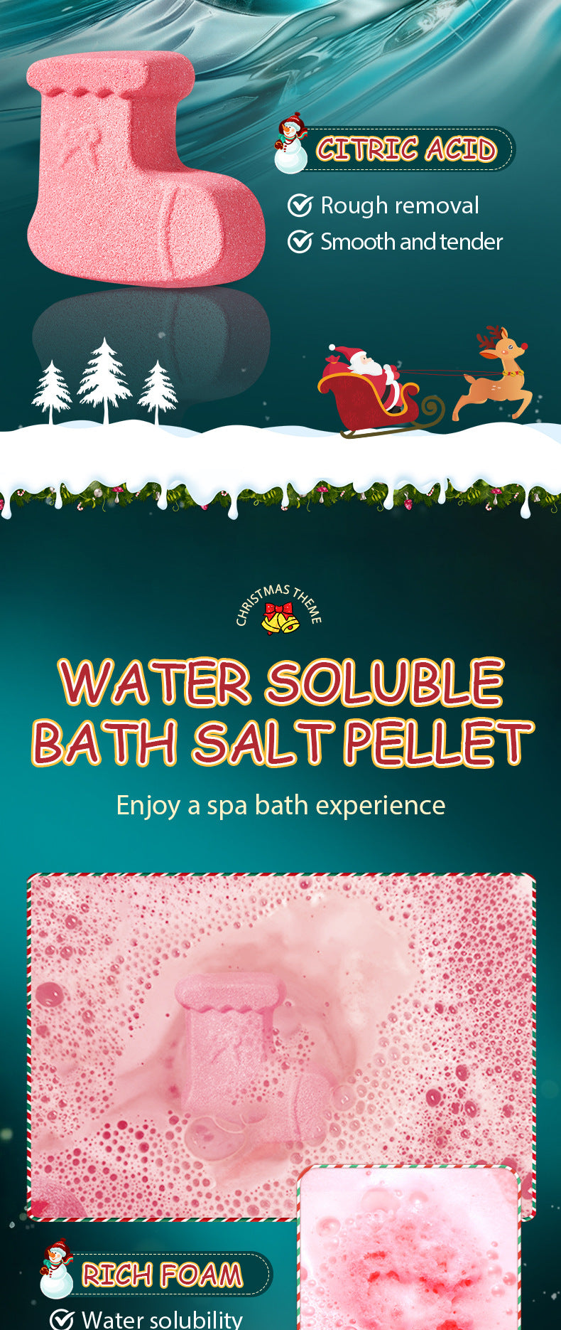 Cross-Border Christmas Stocking Bath Bombs SADOER Deep Cleansing Body Bath Bath Salts Export Manufacturer Wholesale