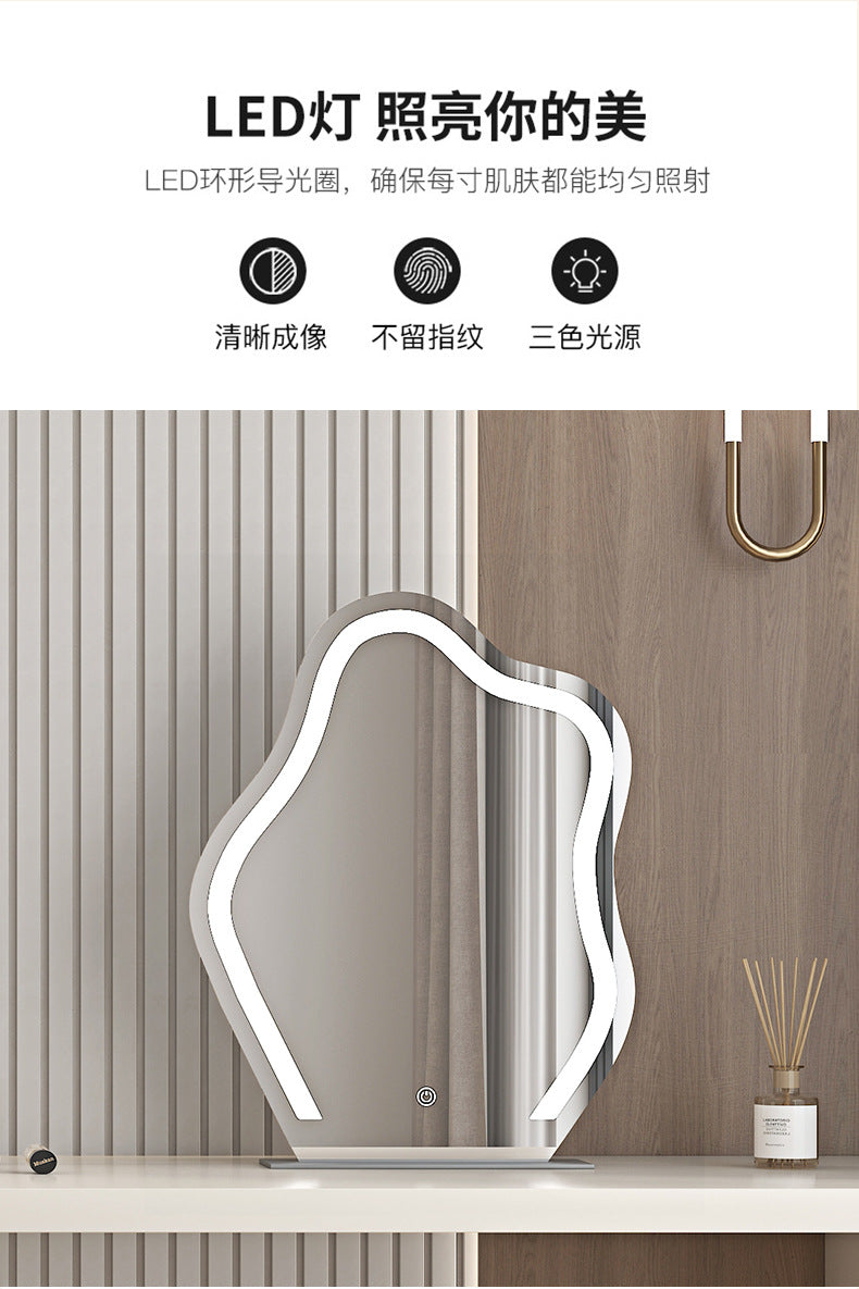 Khaki Gray Solid Wood Dressing Table Bedroom Makeup Cabinet Room Master Bedroom Makeup Mirror Makeup Table Small Apartment Internet Celebrity Makeup