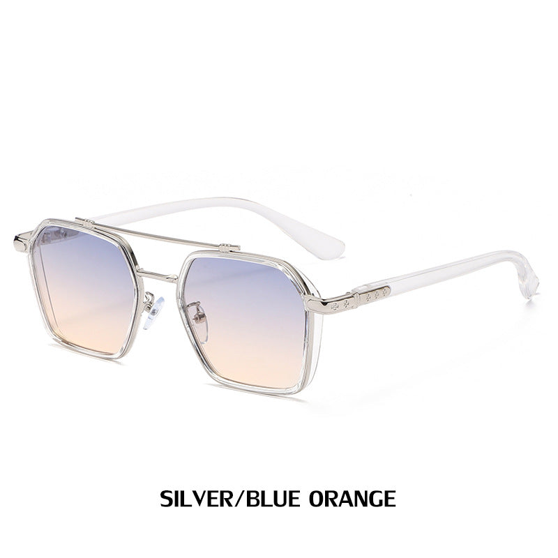 New Sunglasses Internet Celebrity Wei Ting Same Style Sunglasses for Men Trendy Large Square Frame Sunglasses for Men ins Sun Protection Glasses