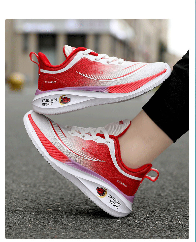 Children's Running Shoes Spring Summer Boys and Girls Shoes Flyknit Lightweight Breathable Elementary School Students Racing Sports Shoes for Young Children