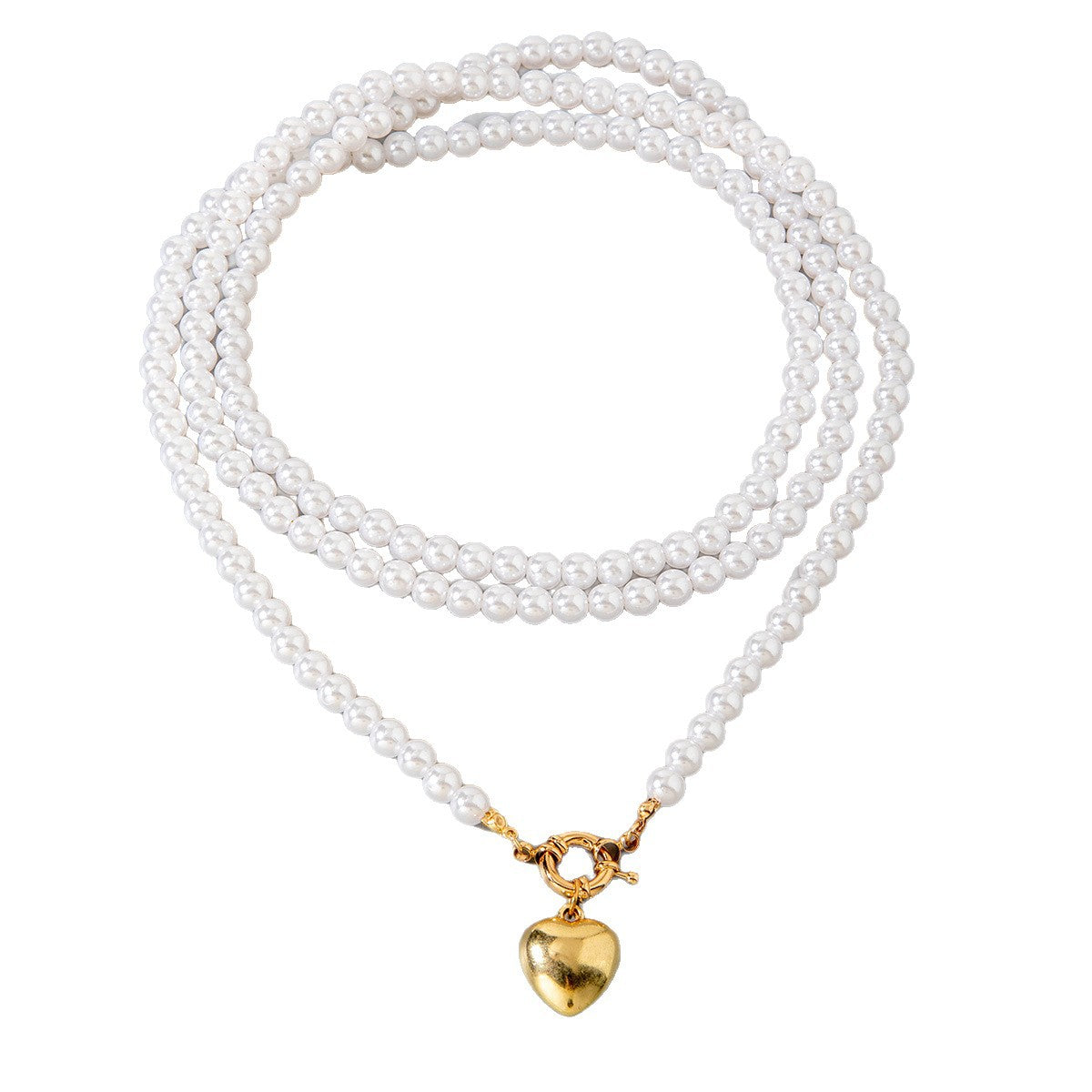 Ornament Layered Wear CCB Peach Heart Necklace Wholesale Baroque Metal Pendant Pearl Necklace