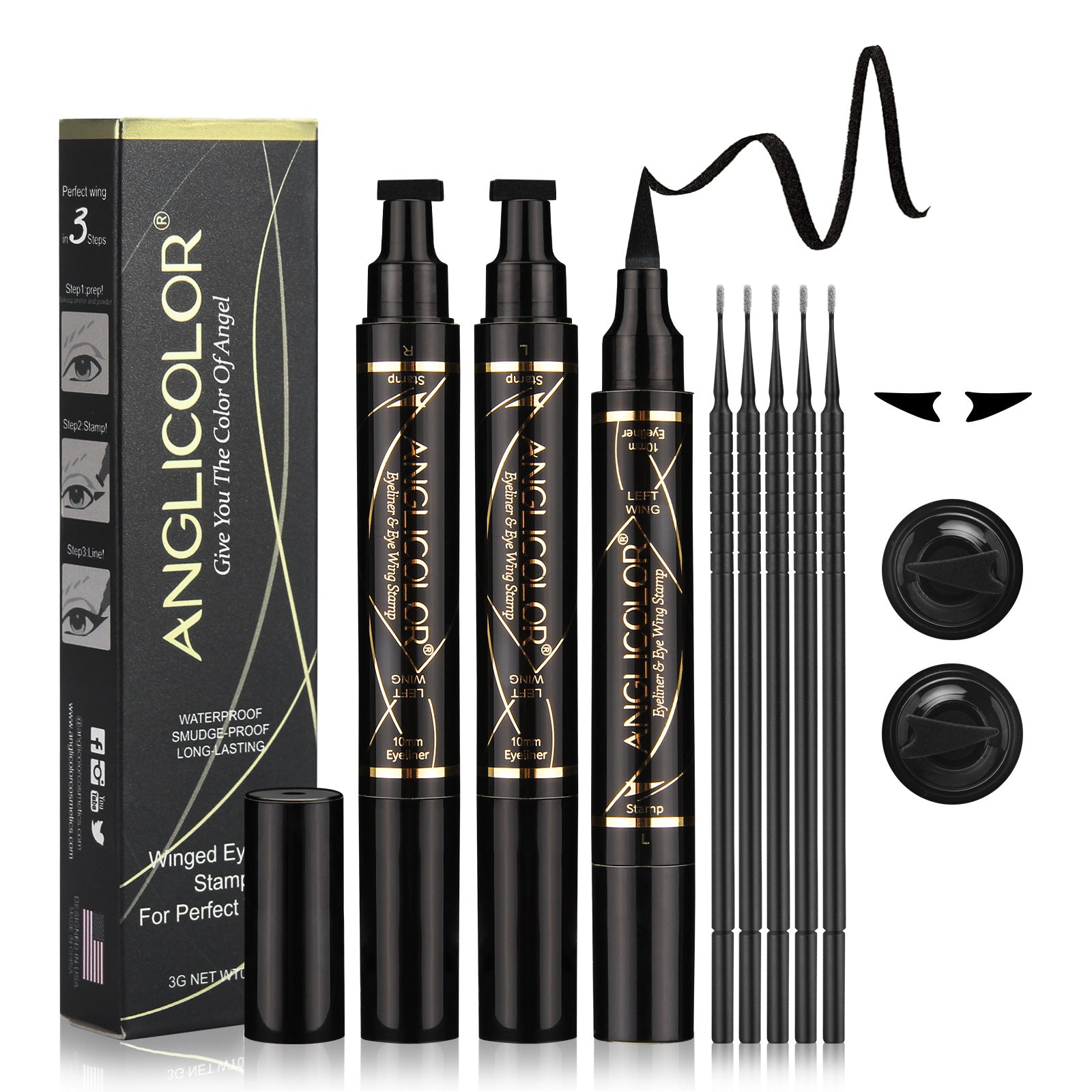 Double-ended Stamp Eyeliner Pen Waterproof Non-Smudge Pattern Stamp Eyeliner Pen Makeup Wholesale
