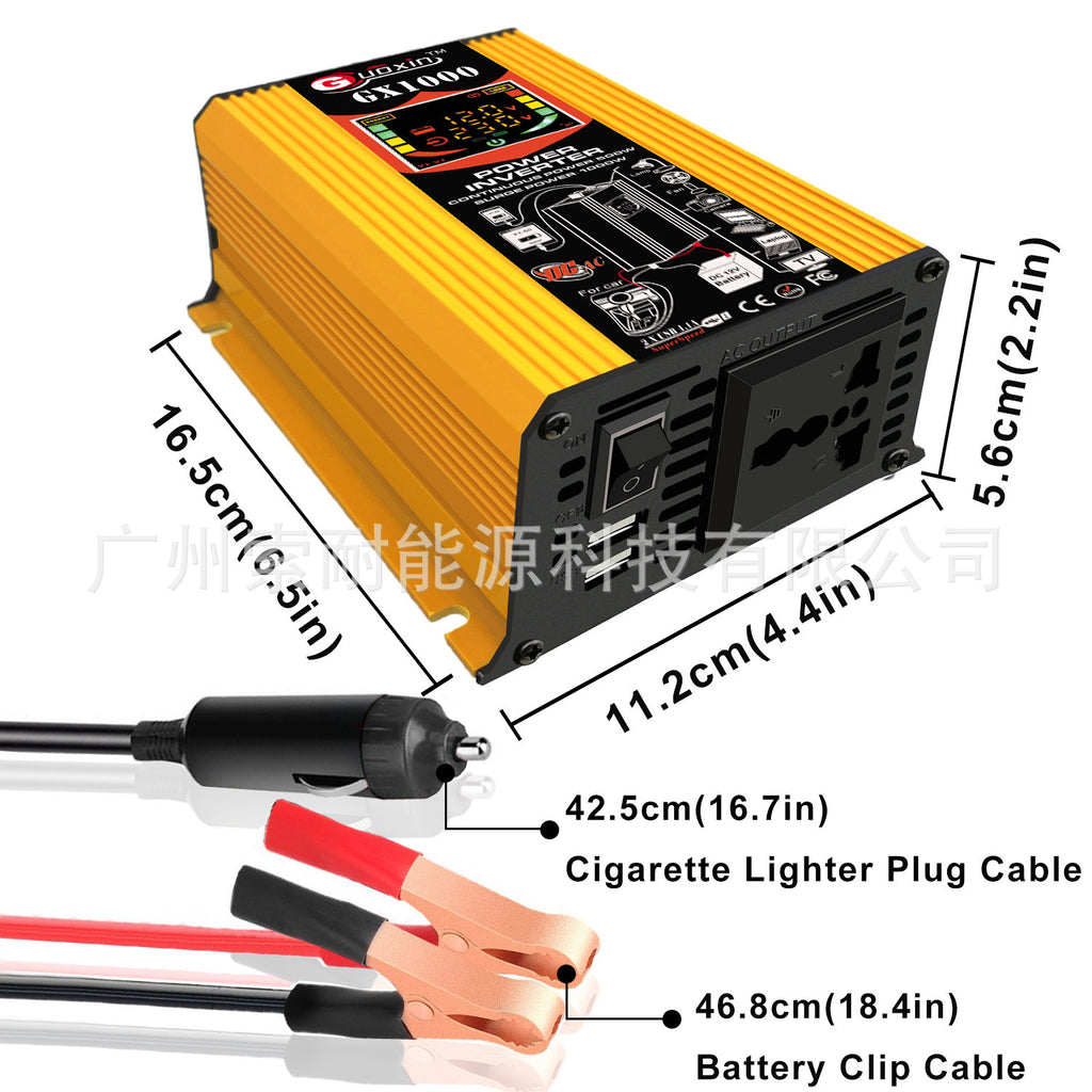 Inverter500W 12V Turn110V 220V Double USB Smart Display Export inverter