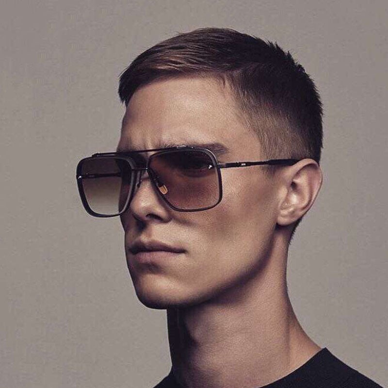 Square Frame Sunglasses Men's Fashion Metal Rimless Cut Edge Sunglasses Women's Trendy No-Makeup Glasses MACH SIX1261