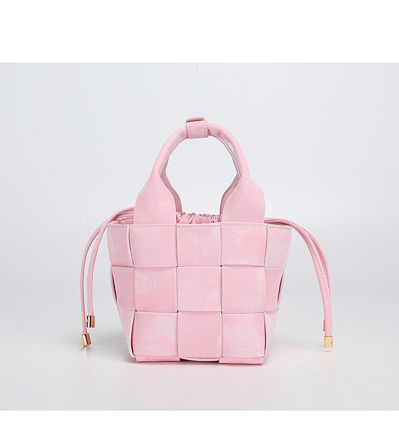 New Chinese Style Handmade Bucket Bag Woven Design Basket Handbag New Mini Crossbody Bag for Women