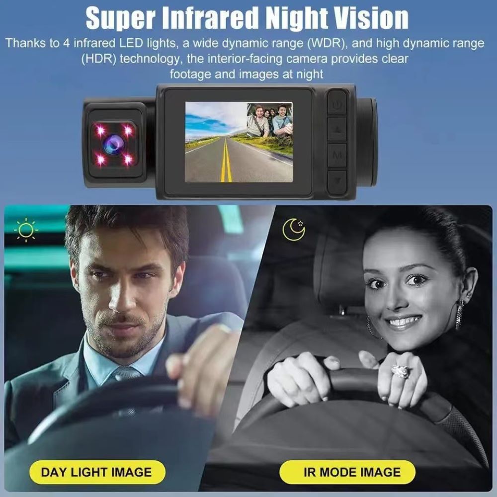 S11New three-lens dashcam2Inch Hd1080P Simultaneous Recording of Front, Interior, and Rear of the Vehicle