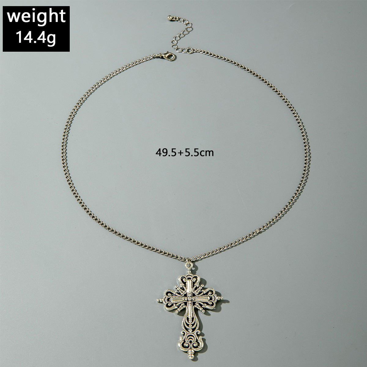 European and American Retro Hollow Diamond Cross Pendant Necklace Gothic Style Black Layered Wear Y Type Necklace