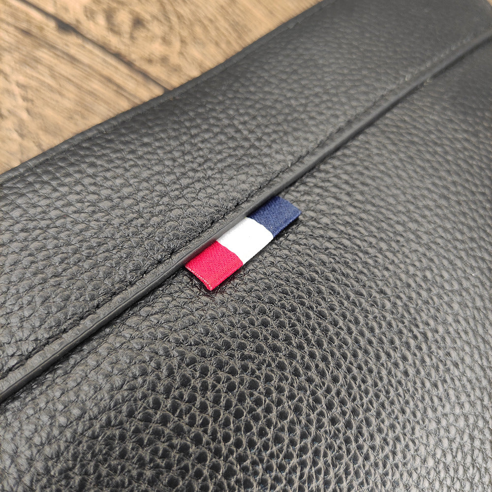 Business Commuting Genuine Leather Clutch Bag for Men, Casual Large Capacity Top Layer Cowhide Men's Handheld Wallet Phone Bag