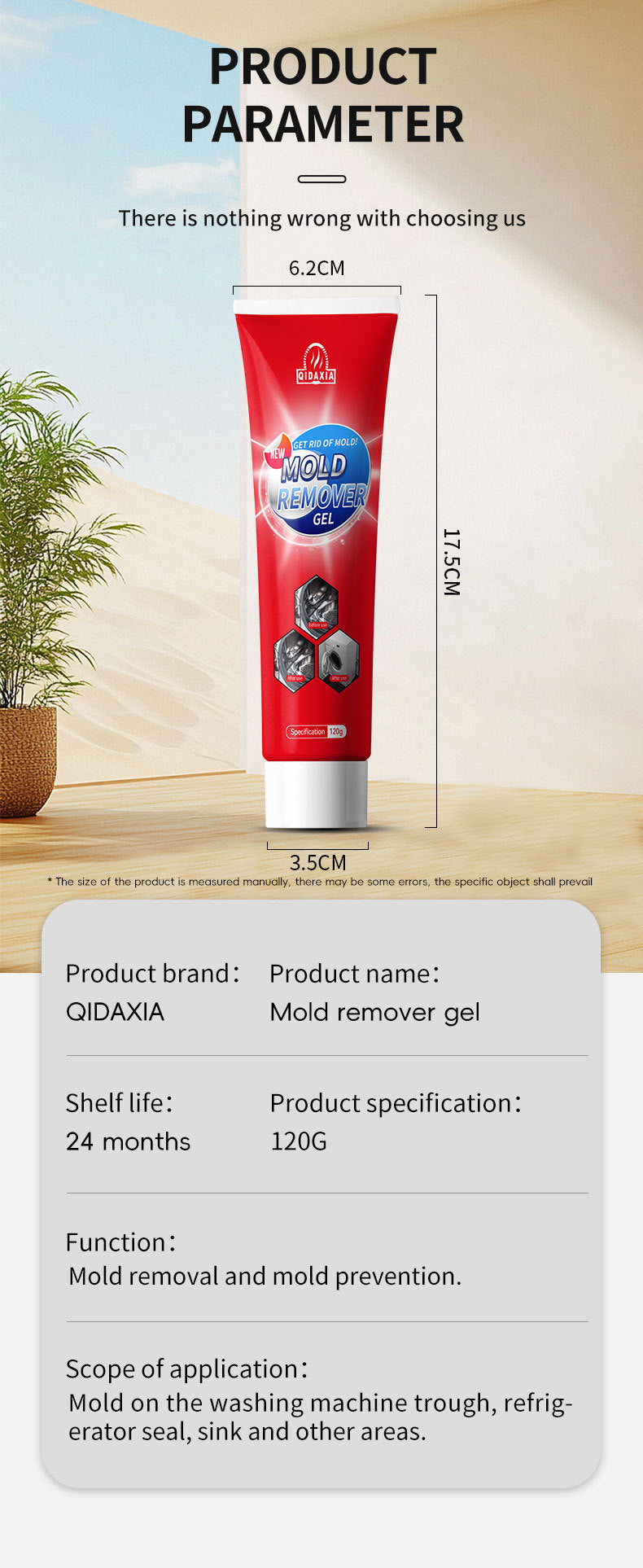 Mildew Removal Gel for Washing Machine Tub, Refrigerator Seal, Sink, Tile Edge Mold Remover Gel