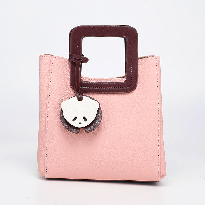 Light Luxury French Style Handheld Small Square Bag for Women, Versatile Shoulder Bag with Small Pendant, Commuter Tote Bag