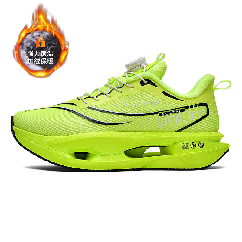 Red Rabbit9pro Winter New Thickened Fleece Warm Men and Women Sports Twist Button Real Carbon Plate Soft Sole Running Shoes