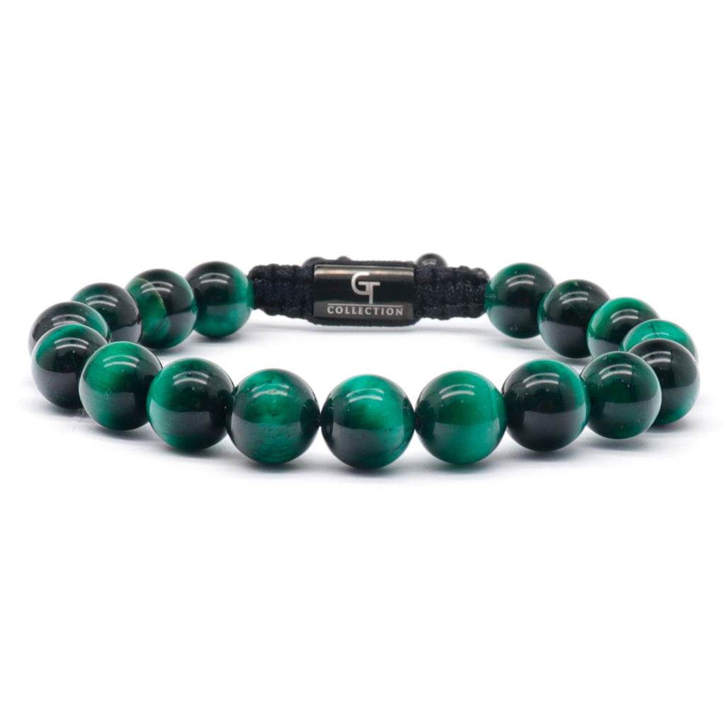 Men's Black Matte Woven Bracelet with Natural Stone10mm Beaded Stretch Bracelet Lapis Lazuli Tiger Eye Stone Woven Bracelet
