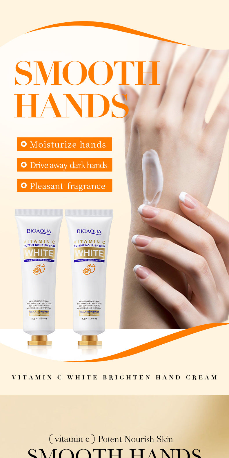 BIOAOUA Vitamin C Whitening and Brightening Hand Cream Anti-Cracking Moisturizing Whitening Hand Cream Wholesale