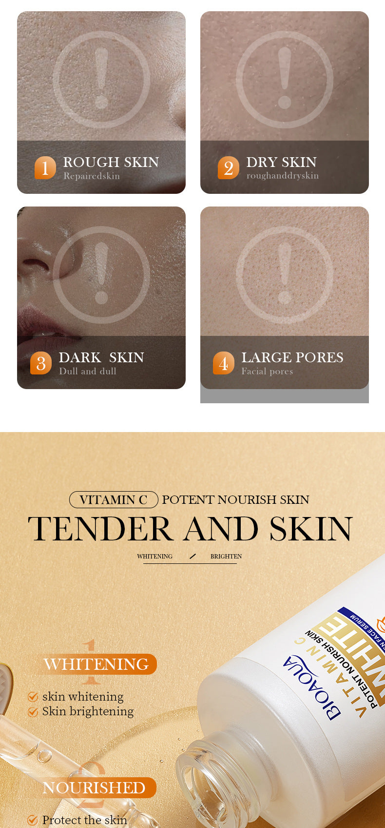 VC Essence30mlBIOAOUA Vitamin C Whitening, hydrating, moisturizing, and nourishing cross-border wholesale