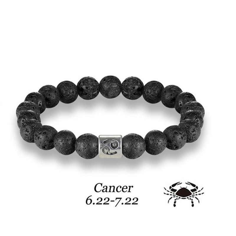 Twelve Constellations Bracelet Men's Natural Volcanic Stone8mm Beaded Capricorn Scorpio Pisces Friendship Zodiac Bracelet