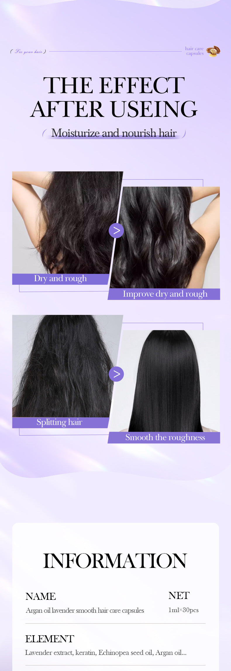 Nut Oil Hair Care Capsules SADOER Improve Frizz Essential Oil Capsule Conditioner  Wholesale