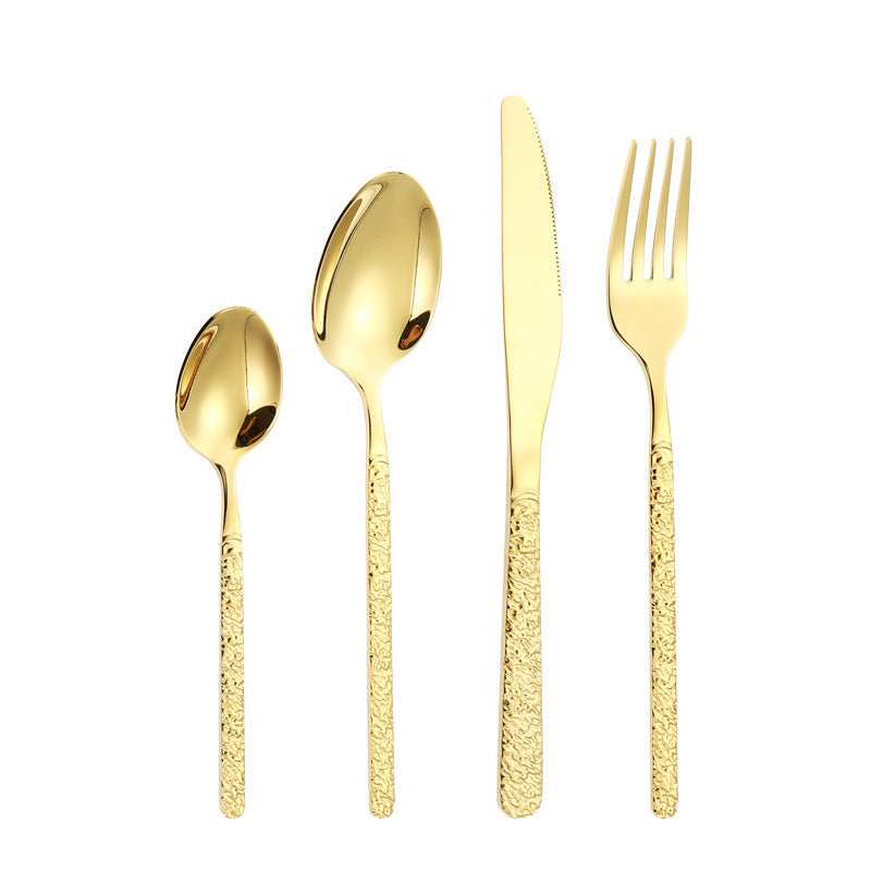 410Stainless Steel Cutlery Set Stone Pattern Knife Fork Spoon24Western-style dining set6Steak Knife and Fork for One Person