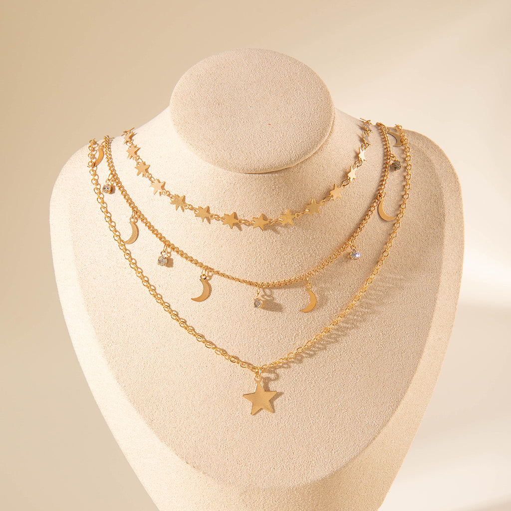 Geometric Star Tassel Chain Necklace Versatile Metal Style Sexy Multi-layer Stacking Y Type Necklace