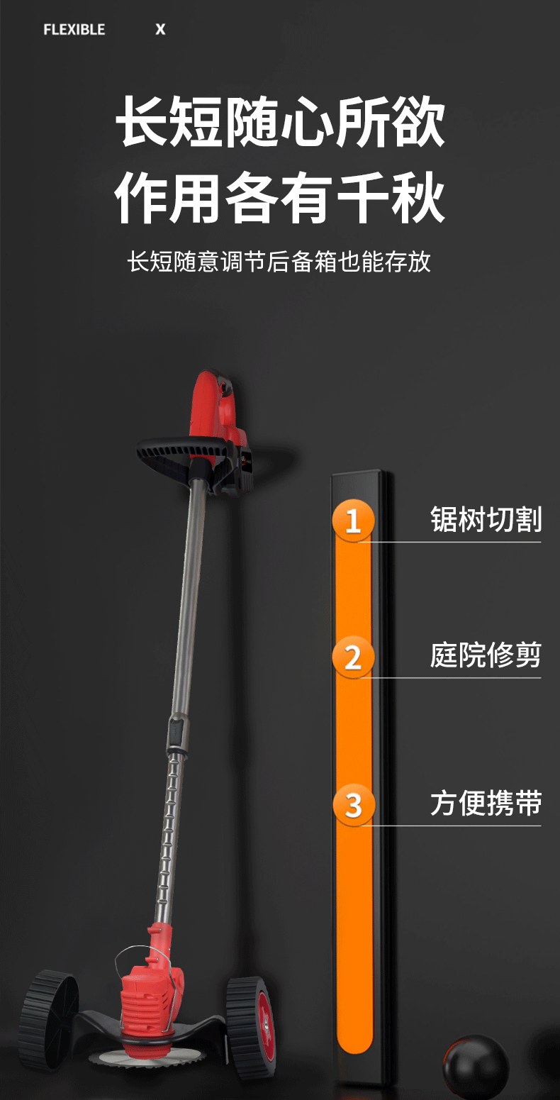 Lithium Battery Lawn Mower Weed Eater Rechargeable Household Grass Trimmer Electric Portable Garden Pruner Cordless