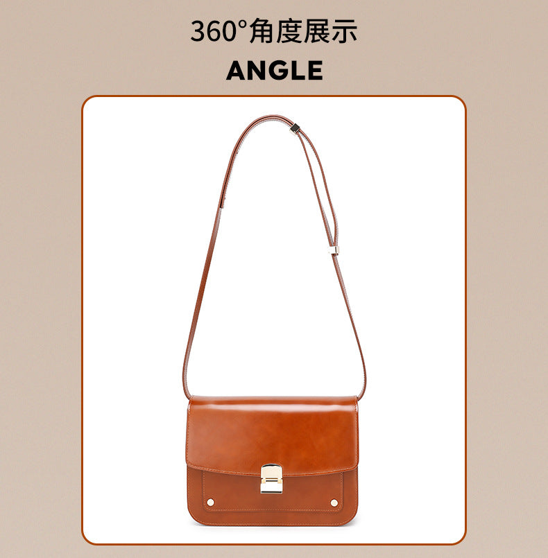 Melard Style Design Top Layer Cowhide Tofu Single Handle Bag Fashion Women's Bag Single Shoulder Crossbody Bag Niche Small Square Bag