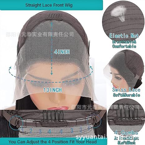 Kinky Straight 13x4 Lace Front Synthetic Wig Long Black Wigs