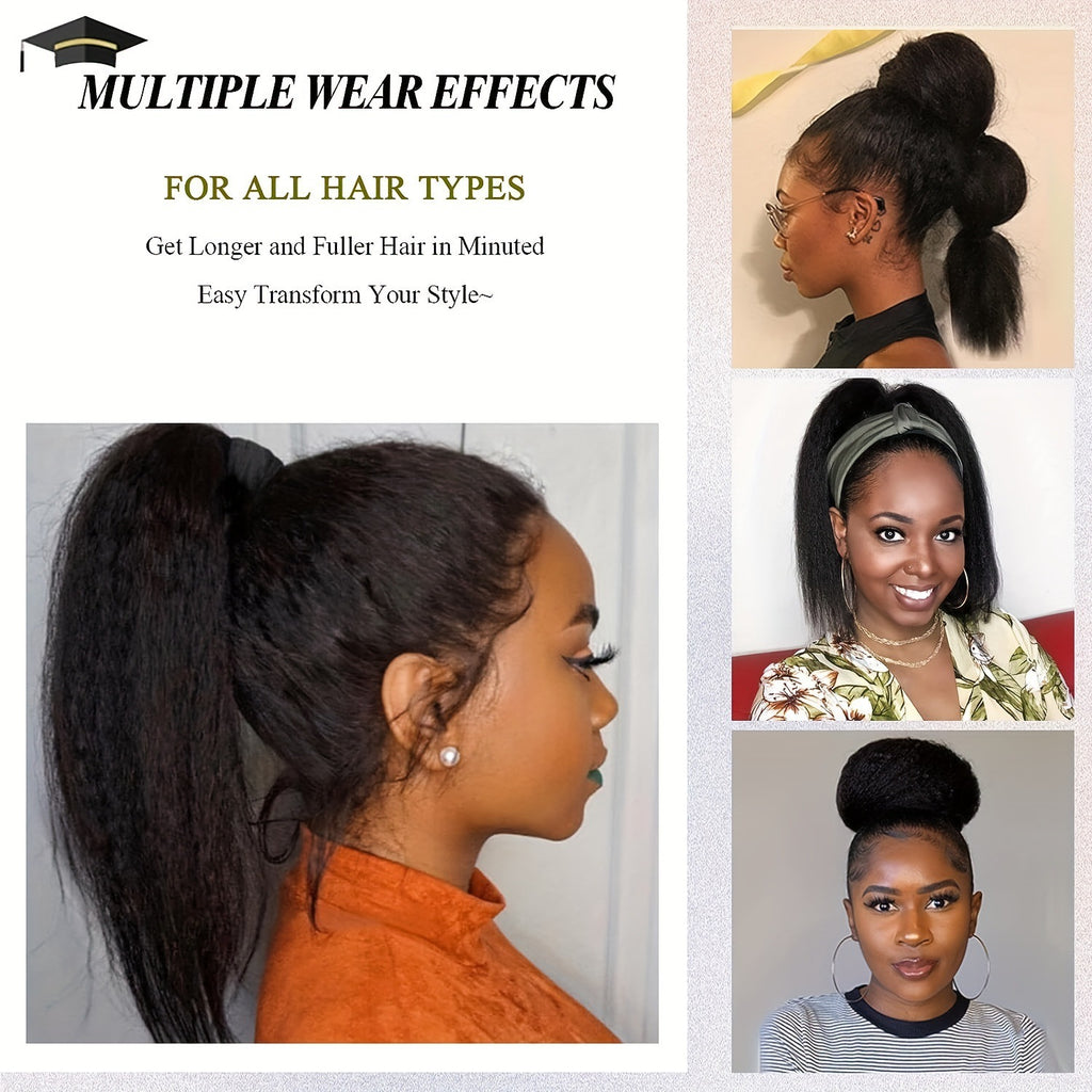 European and American Style Claw Clip Ponytail Wig yaki Ponytail Fluffy Straight Hair Short Ponytail African Synthetic Long Hair Braid