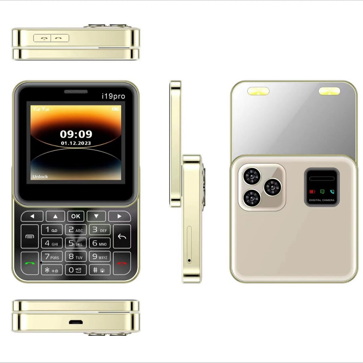 Mini Rotary Function button phonei19pro Rotate180Mini Phone