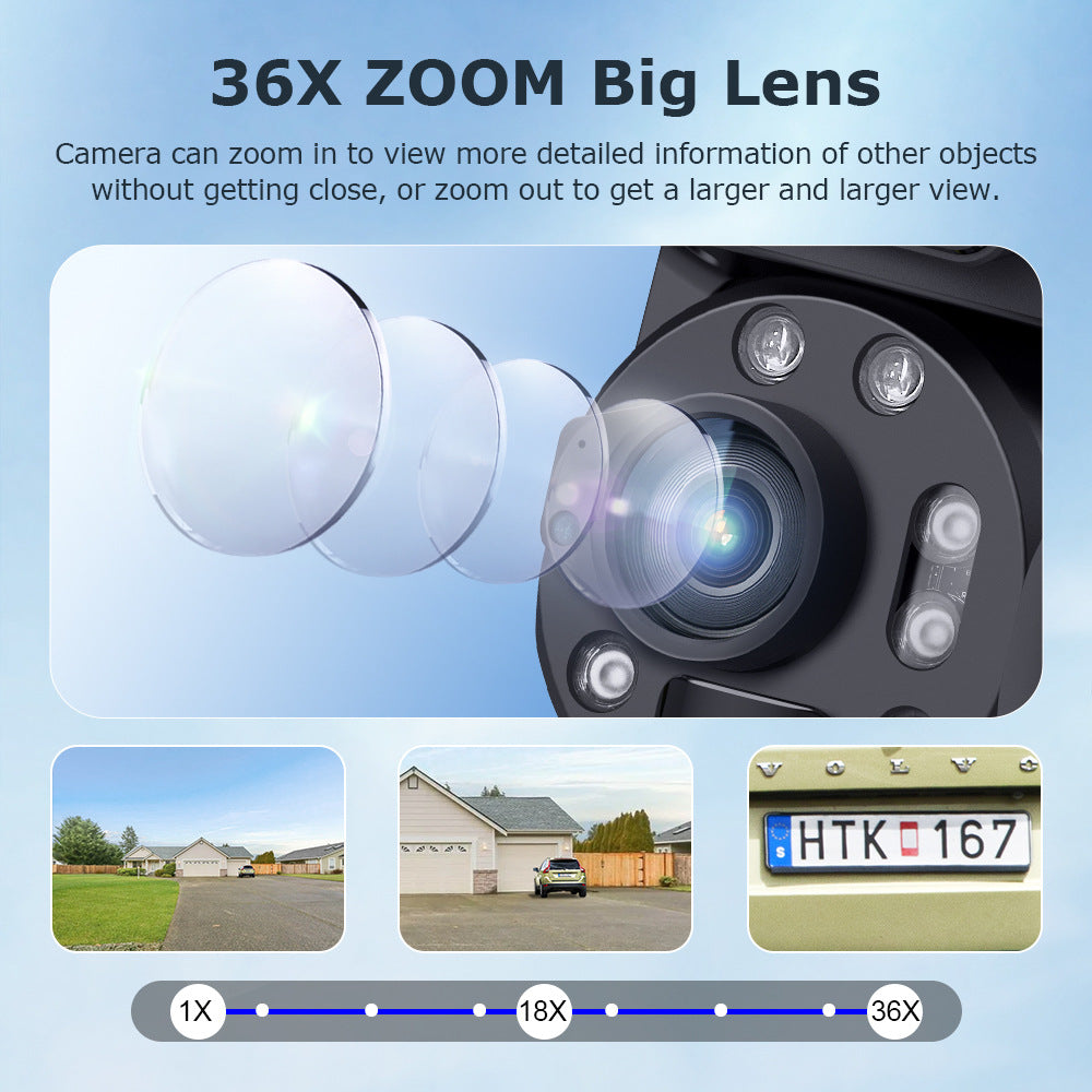 Outdoor36Zoom600Ultra HD Dual Screen Solar Camera Metal Heat Dissipation Night Vision Waterproof Dome Camera