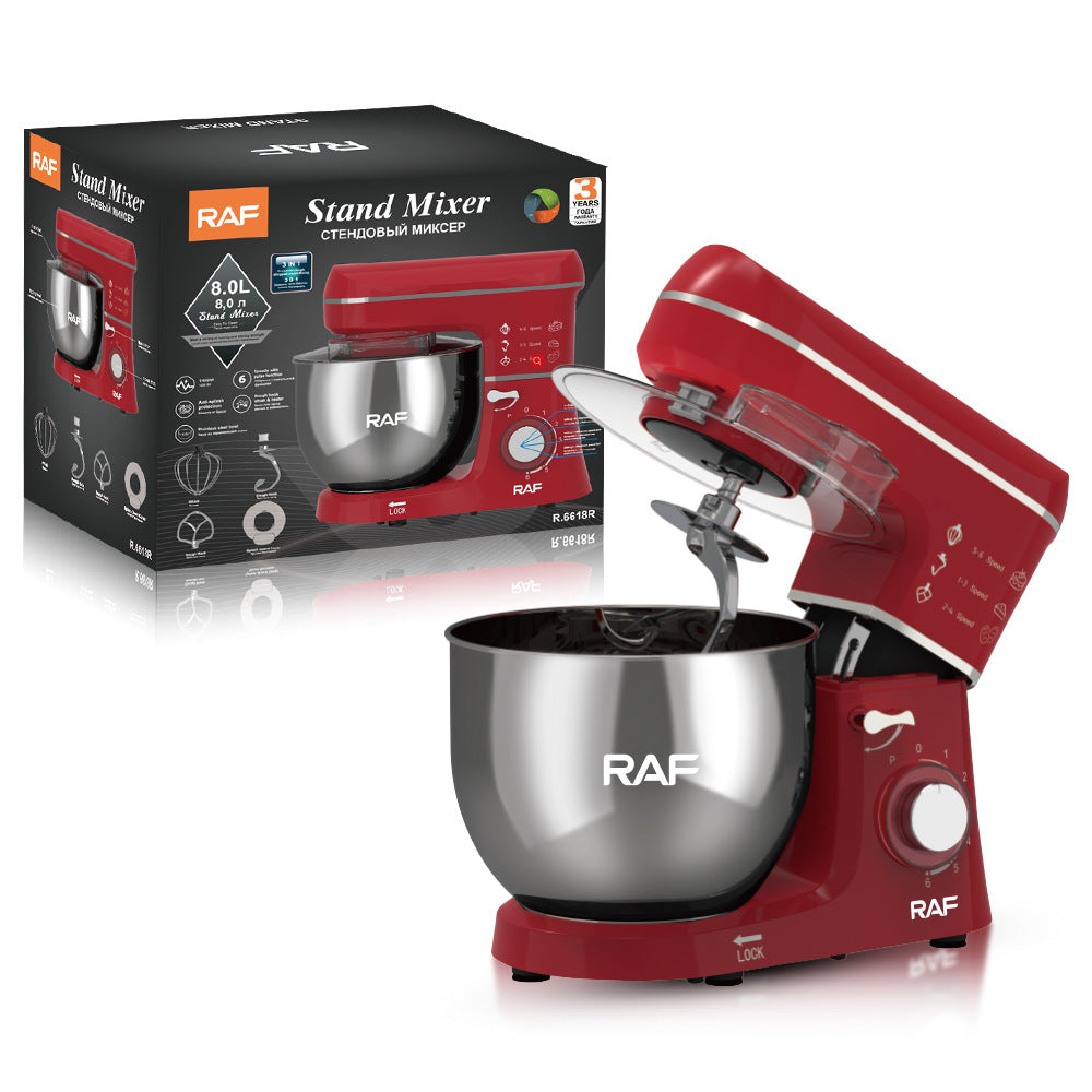 RAF EU Standard Kitchen Machine Stainless Steel Bowl High Power Dough Mixer Egg Beater Mixer Egg Beater