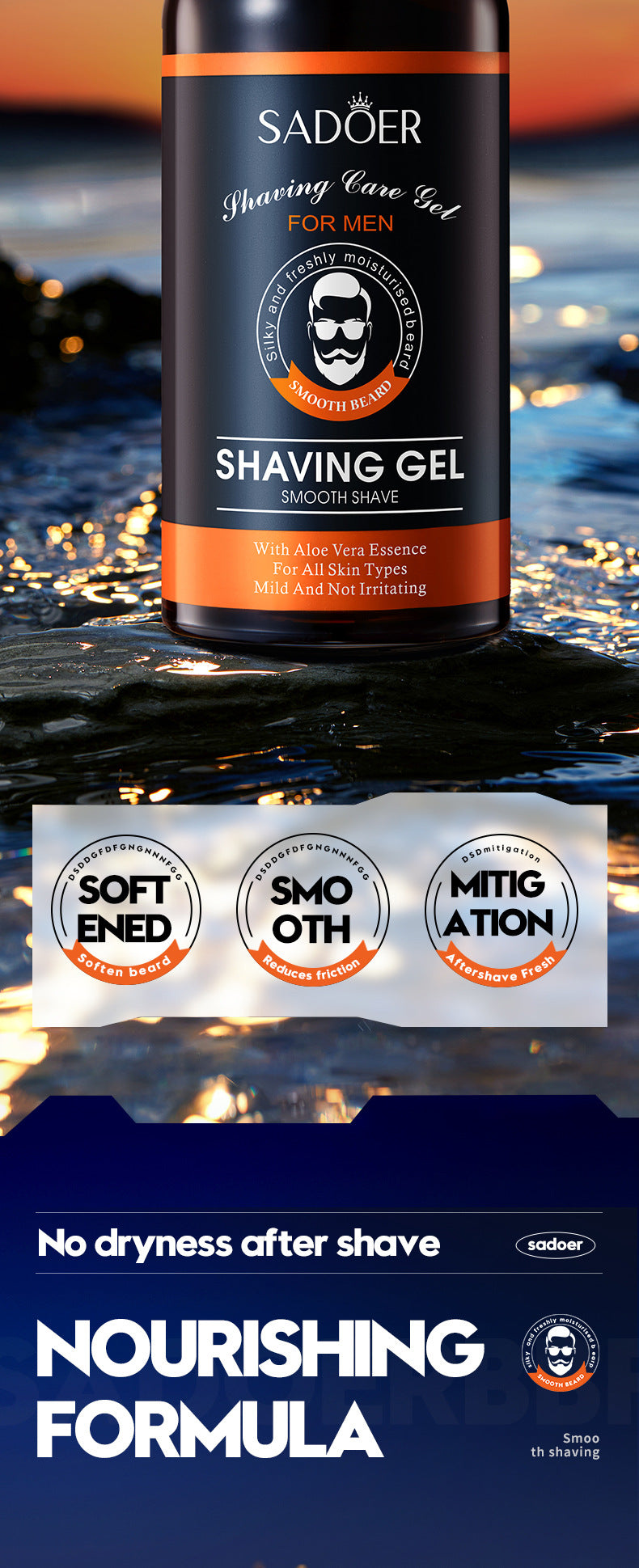 Men's Shaving Gel210ml SADOER Softening Beard  Wholesale