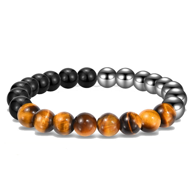 Men Triple Protection Blue Tiger Eye Bracelet Natural Stone Energy Healing Bracelet8mm Beaded Magnet Tiger Eye Bracelet