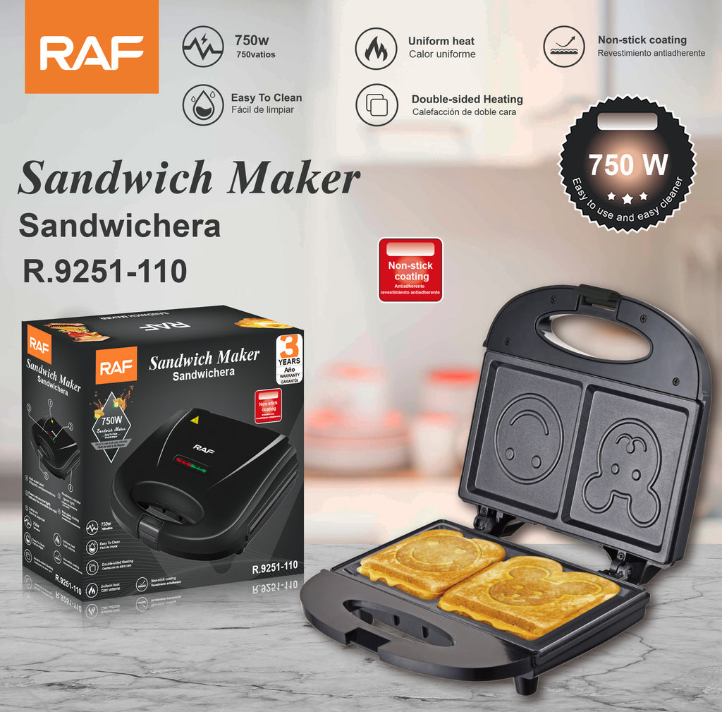 EU Standard Smiling Face Machine Sandwich Bread Baking Cute Toaster Household Multi-Functional Toasting Machine R.251