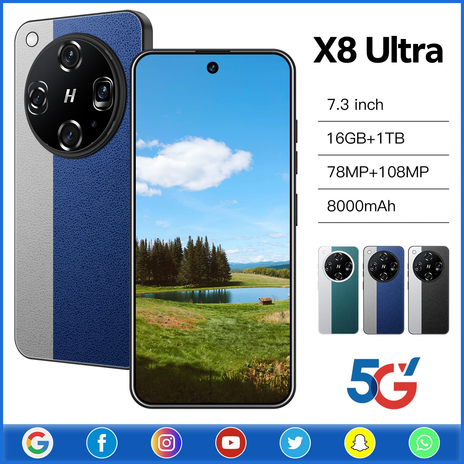 Specially designed for smartphones X8 Ultra Android Large Screen16+1T Factory Price for Mobile Phones Dried shrimp