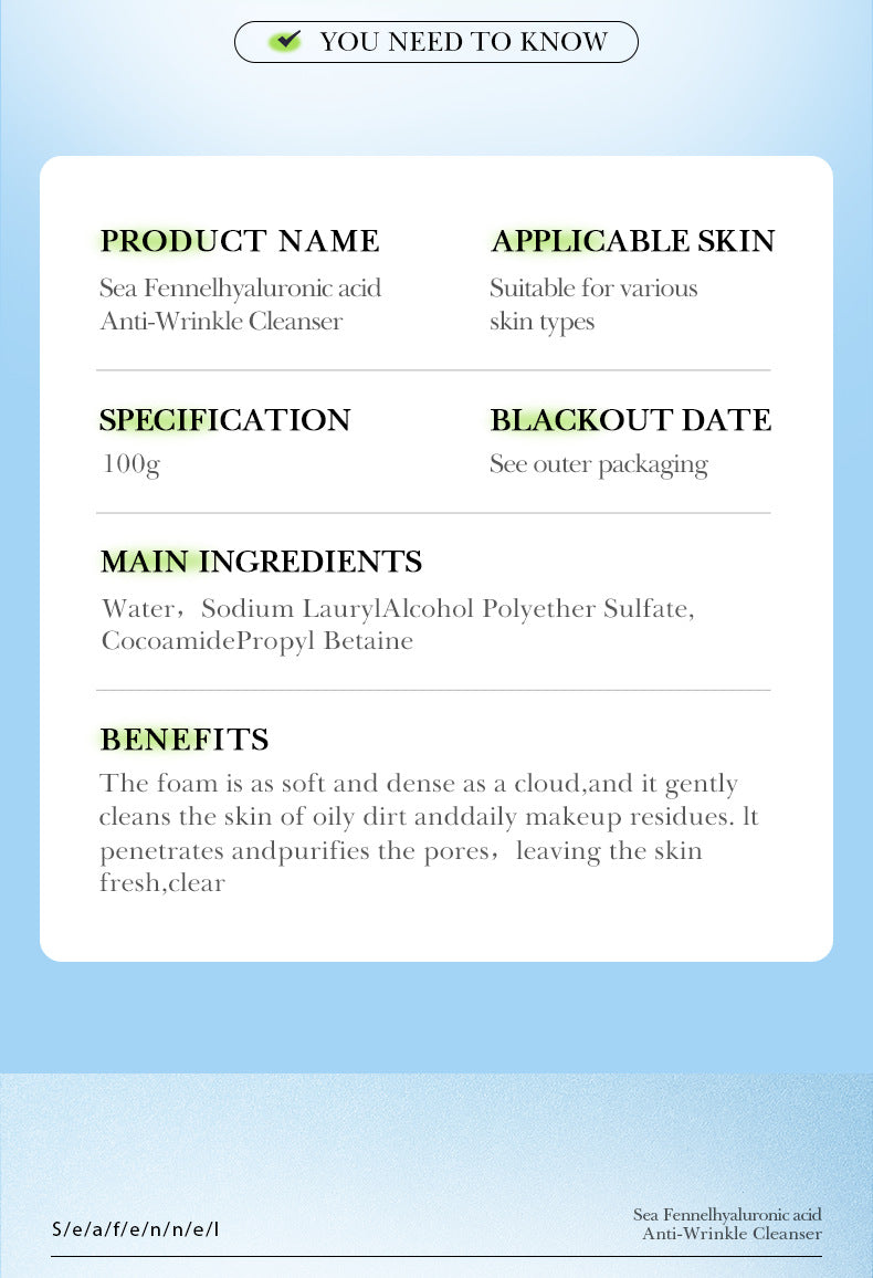 Sea Fennel Hyaluronic Acid Skin Care Set  BIOAOUA Moisturizing Five-Piece Set Cross-Border Wholesale