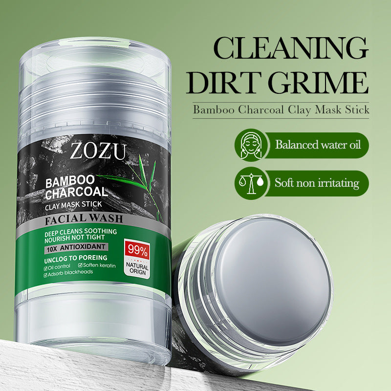 Bamboo Charcoal Solid Mask40g ZOZU Clean pores refreshing portable clay mask stick cross-border wholesale