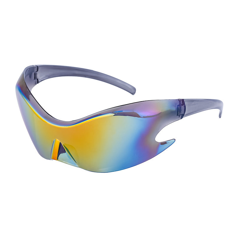 Europe and America Y2K Millennium Sports Windproof Colorful Sunglasses Men's Future Technology Style One-piece Sunglasses Women's Wholesale