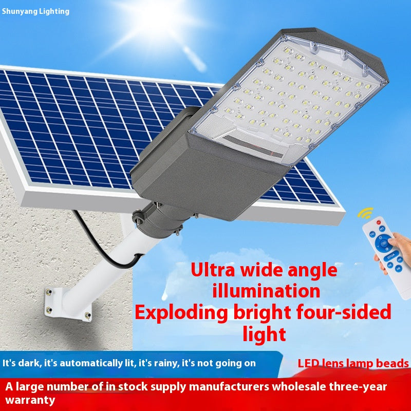 New Rural Lighting Engineering 6m Road Lamp Outdoor Solar LED Lamp Wide-Angle 4-Sided Aluminum Battery for Household Garden Use