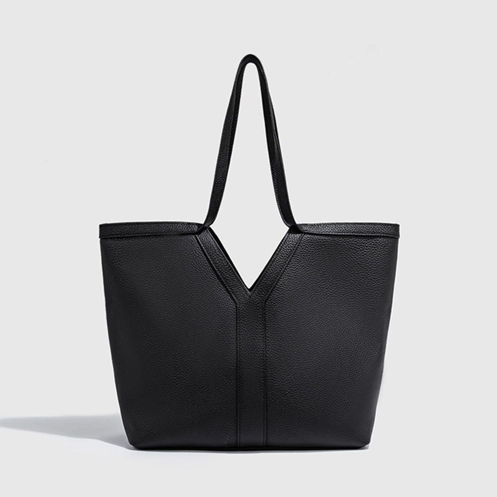 Autumn Winter New Genuine Leather Tote Bag Large Capacity Women's Bag Top Layer Cowhide Single Shoulder Commuter Underarm Bag