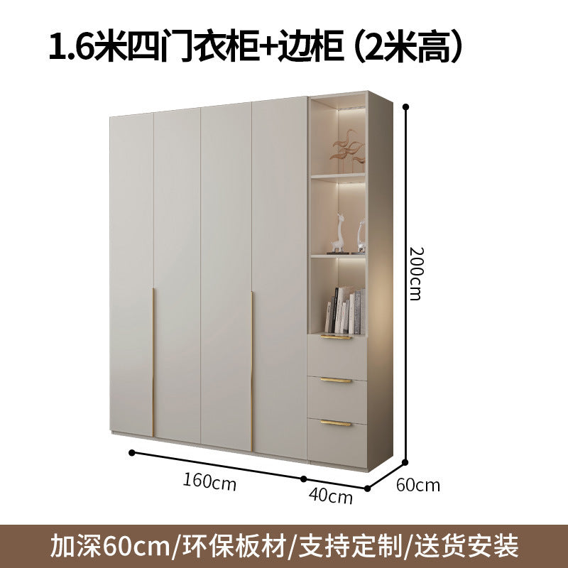 Custom Solid Wood Wardrobe for Home Bedroom Modern Simple Cream Style Hot-Selling Storage Cabinet One-Door to Ceiling Large Wardrobe