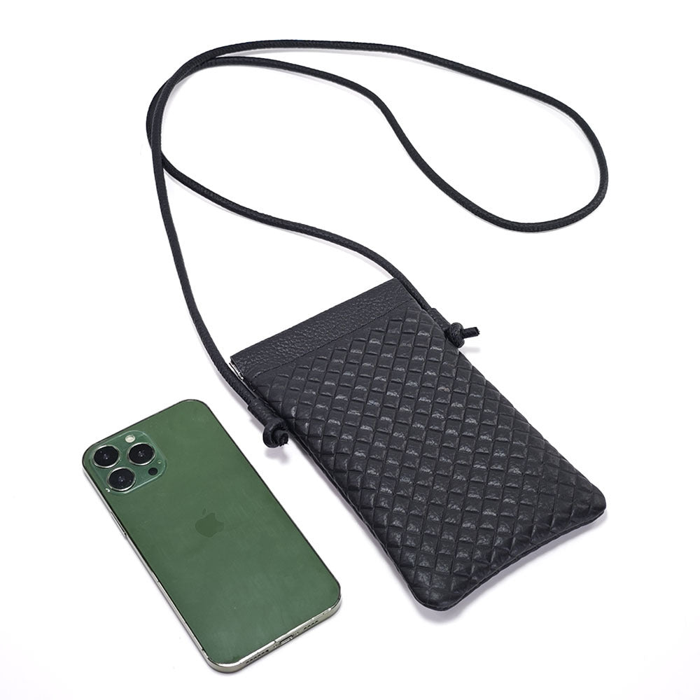 Genuine Leather Phone Bag for Women, Crossbody Small Bag, New Woven Pattern Vertical Style, Lightweight Mini Cowhide Walking Bag